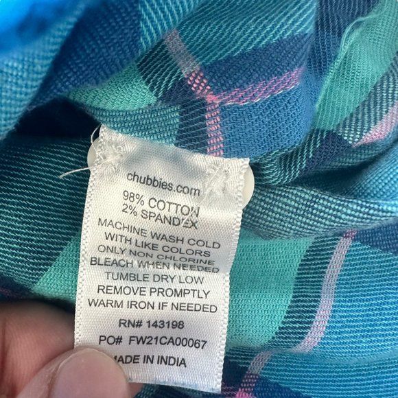 Men's Chubbies Stretch Channel Flannel Shirt Blue Soft Beachy Size Medium EUC - Picture 6 of 6